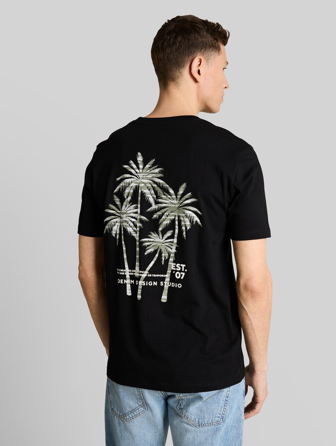 T-Shirt mit Rückenprint von Denim Male, Black
