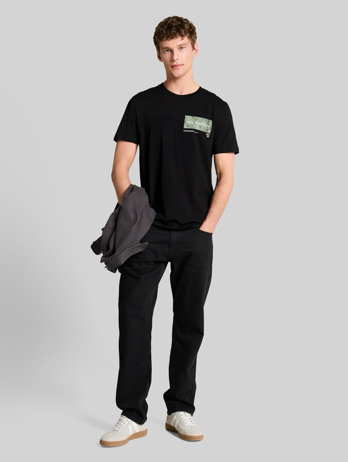TOM TAILOR Denim T-Shirt Uomo Basic Con Tasca - Colore Unito, Girocollo, Maniche Corte - Vestibilità Regolare, Lunghezza 74 Cm (L) - Morbido Jersey Di Cotone Sostenibile, Primavera/estate