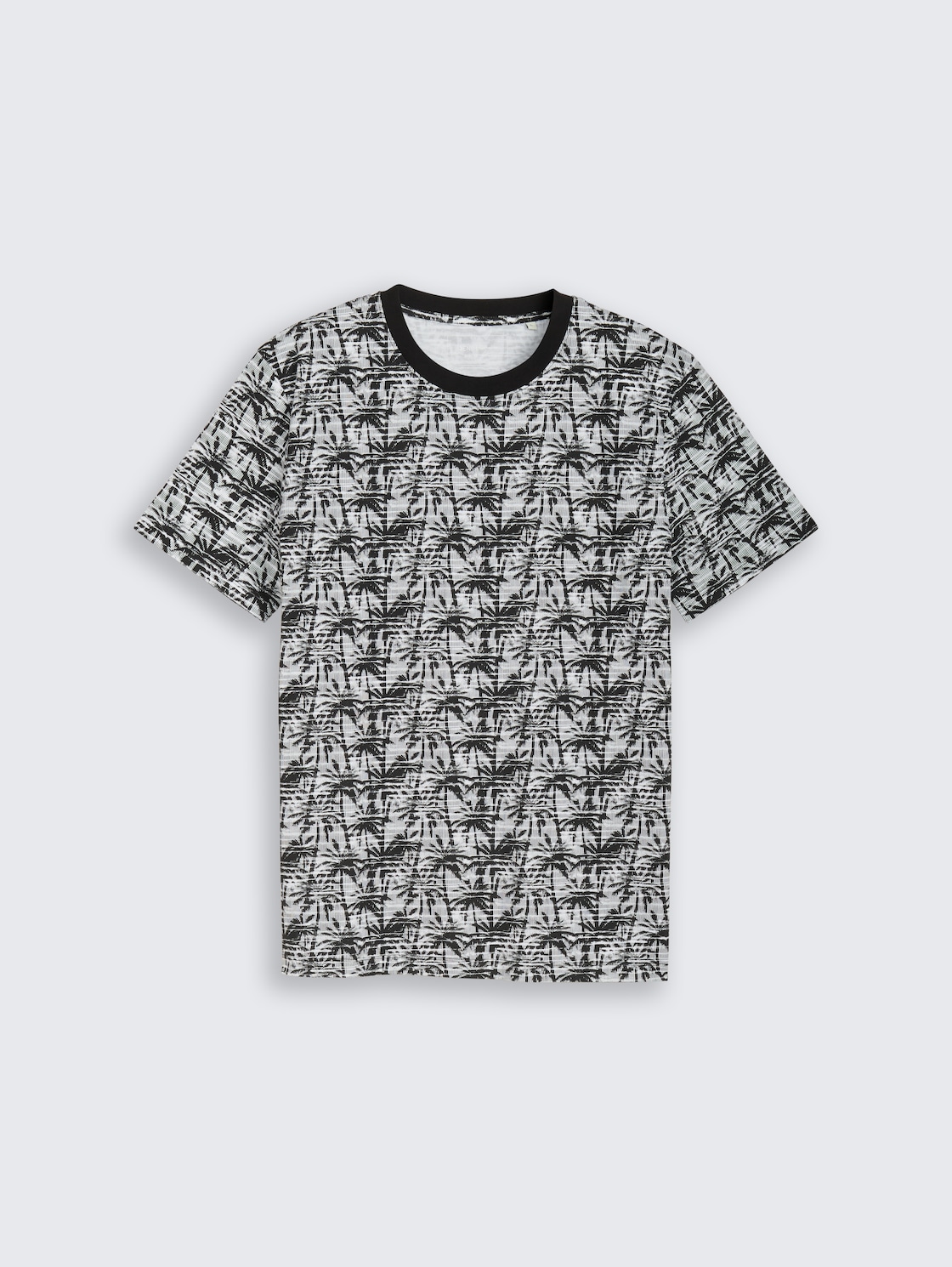 T-shirt with palm tree print - black white stripy palm print - Front product view
