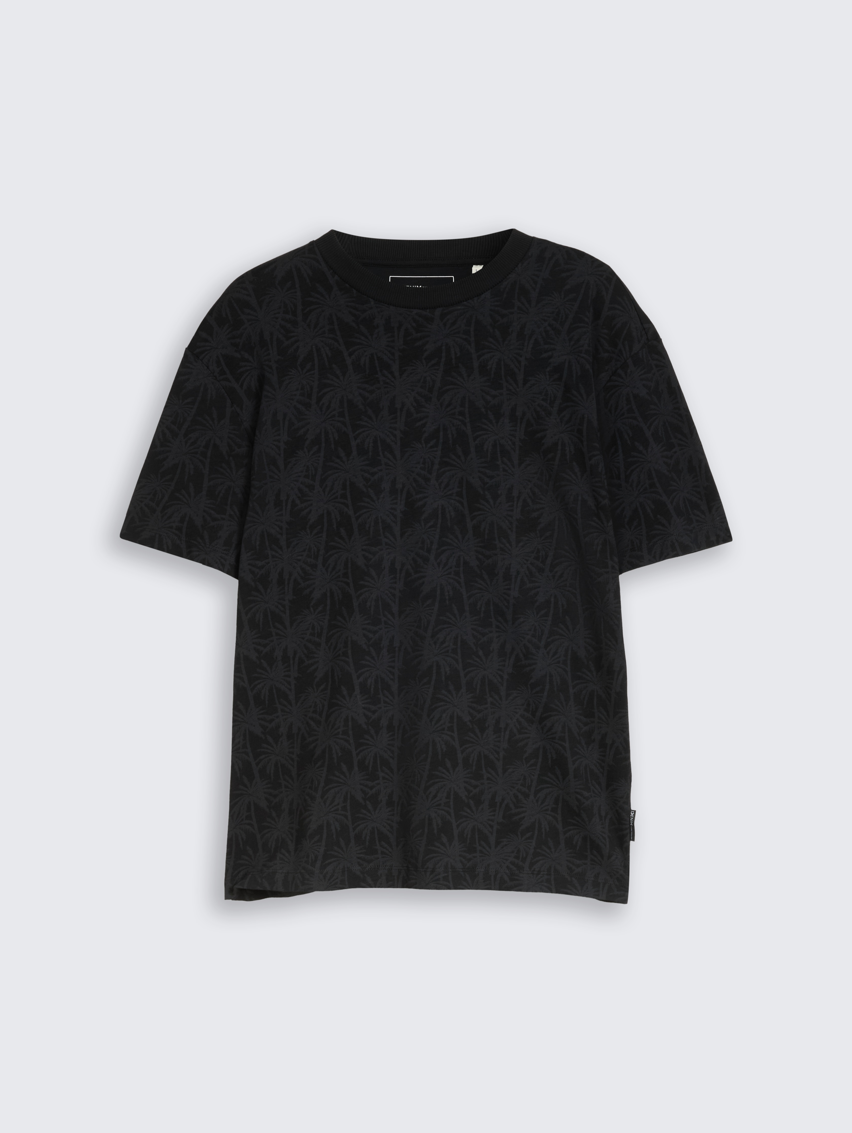 Relaxed fit T-shirt with palm print by Denim Male, black laser palm design