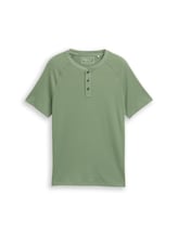 Selected, Henley T-shirt with waffle texture by Tom Tailor, green