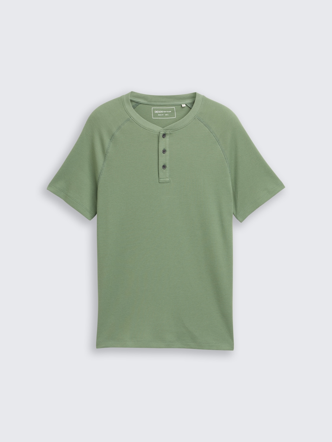 Henley T-shirt with waffle texture - Sea Spray - Front product view