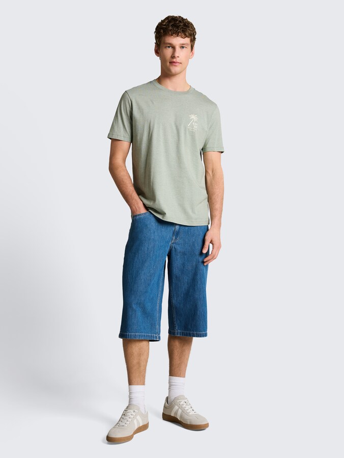 T-Shirt mit Palmenprint von Denim Male, Sea Spray