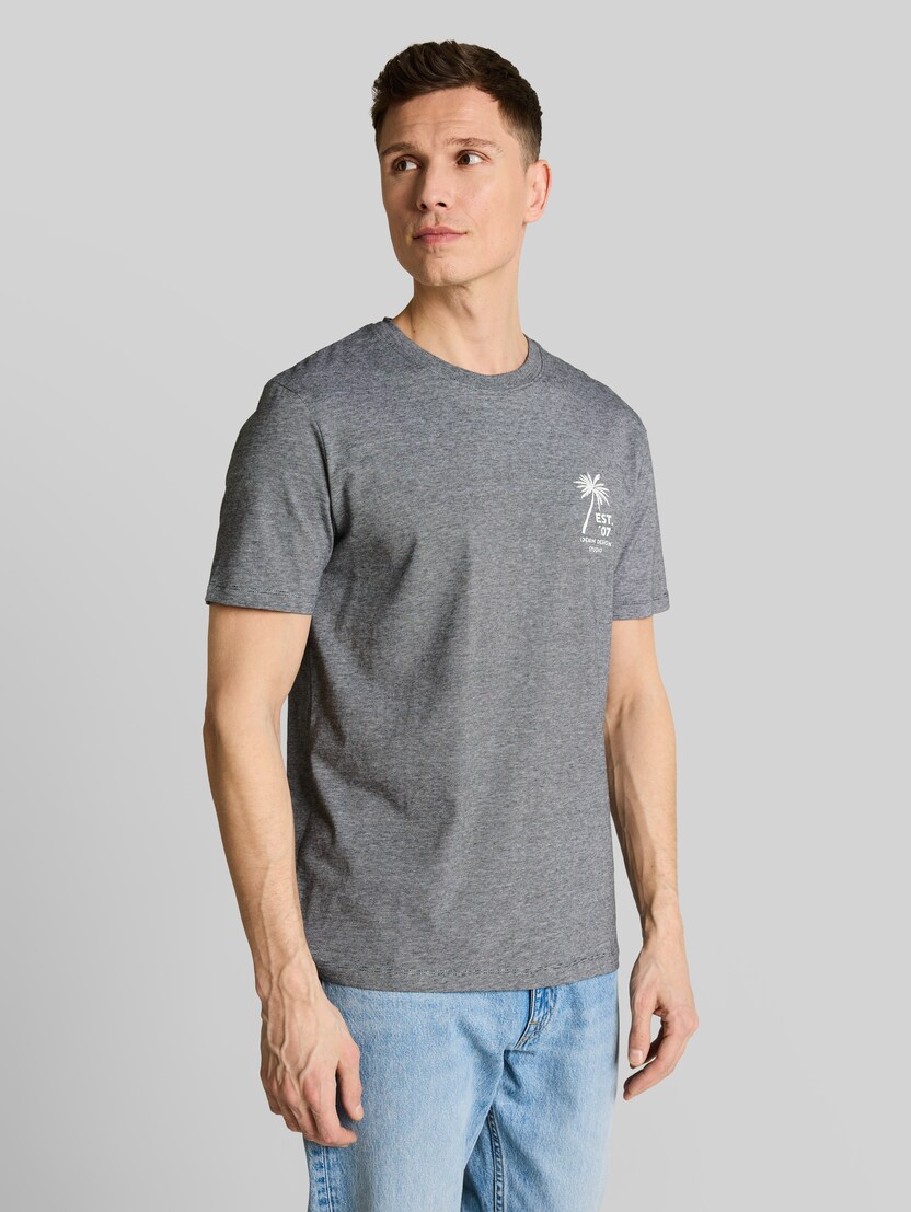 T-Shirt mit Palmenprint von Denim Male, Black