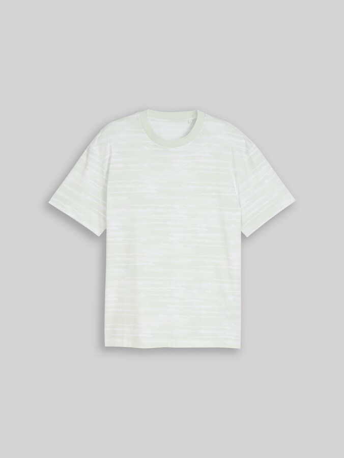 Relaxed Fit T-Shirt mit Muster von Denim Male, light mint white watery stripe