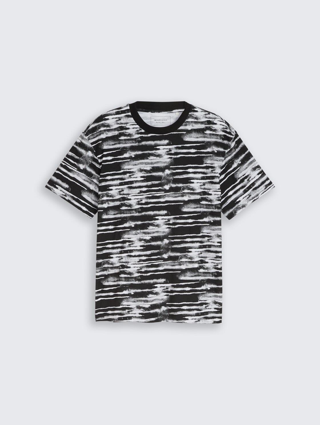 Relaxed Fit T-Shirt mit Muster - black white watery stripe - Vorder-Produkt-Ansicht