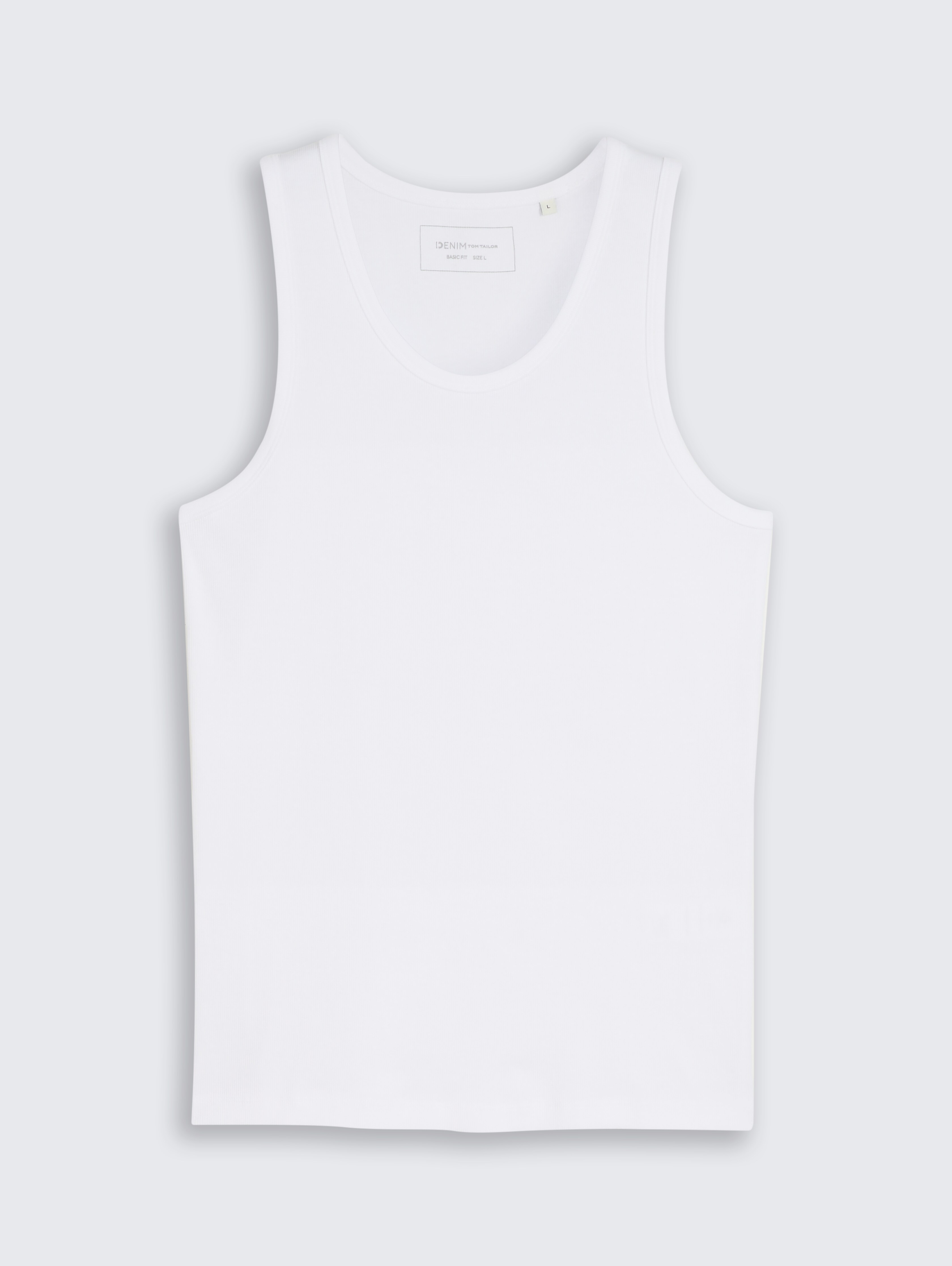 Basic ribbed tank top by Denim Male, White