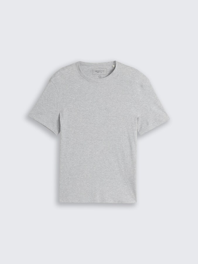 Slim Fit T-Shirt mit Rippstruktur von Denim Male, Light Stone Grey Melange