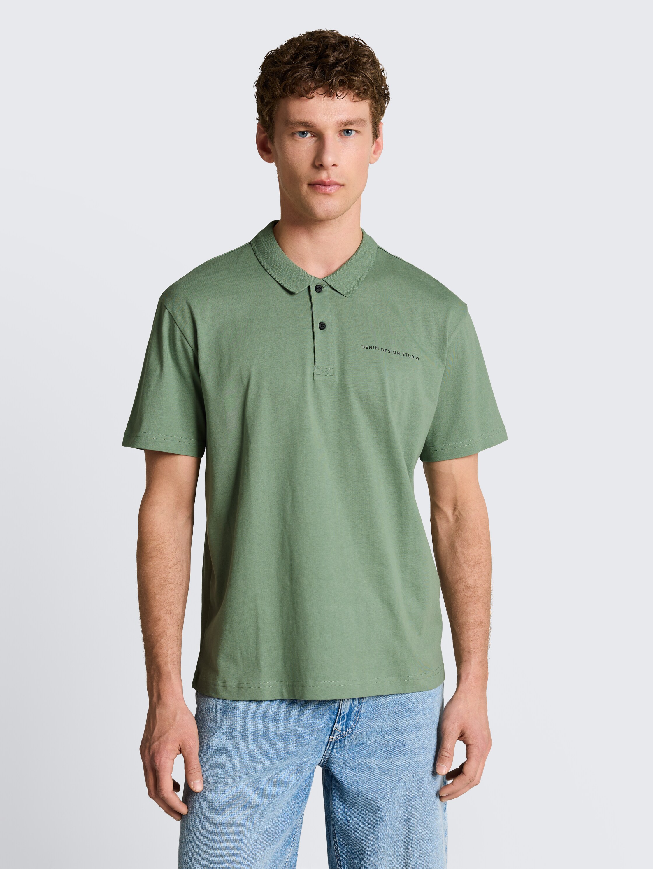 Relaxed fit poloshirt van katoen - sea_spray - 