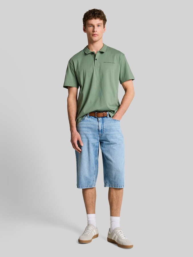 Relaxed-fit cotton polo shirt by Denim Male, Sea Spray