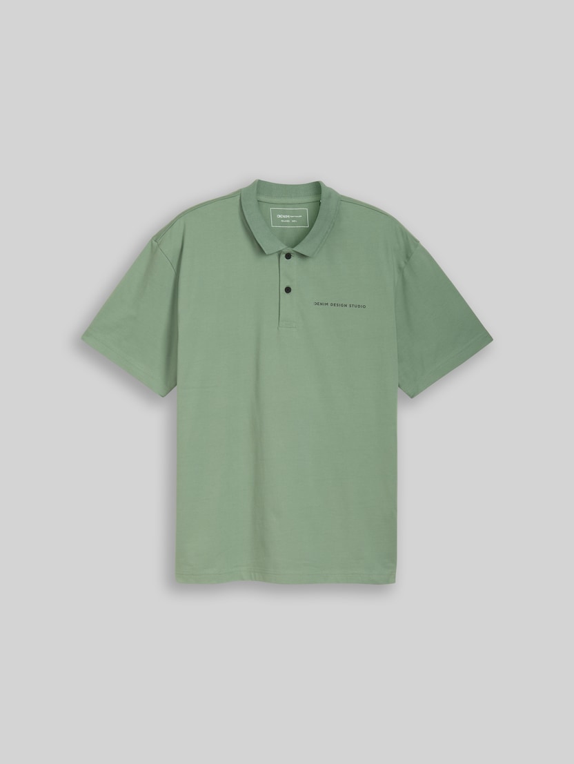 Relaxed-fit cotton polo shirt by Denim Male, Sea Spray