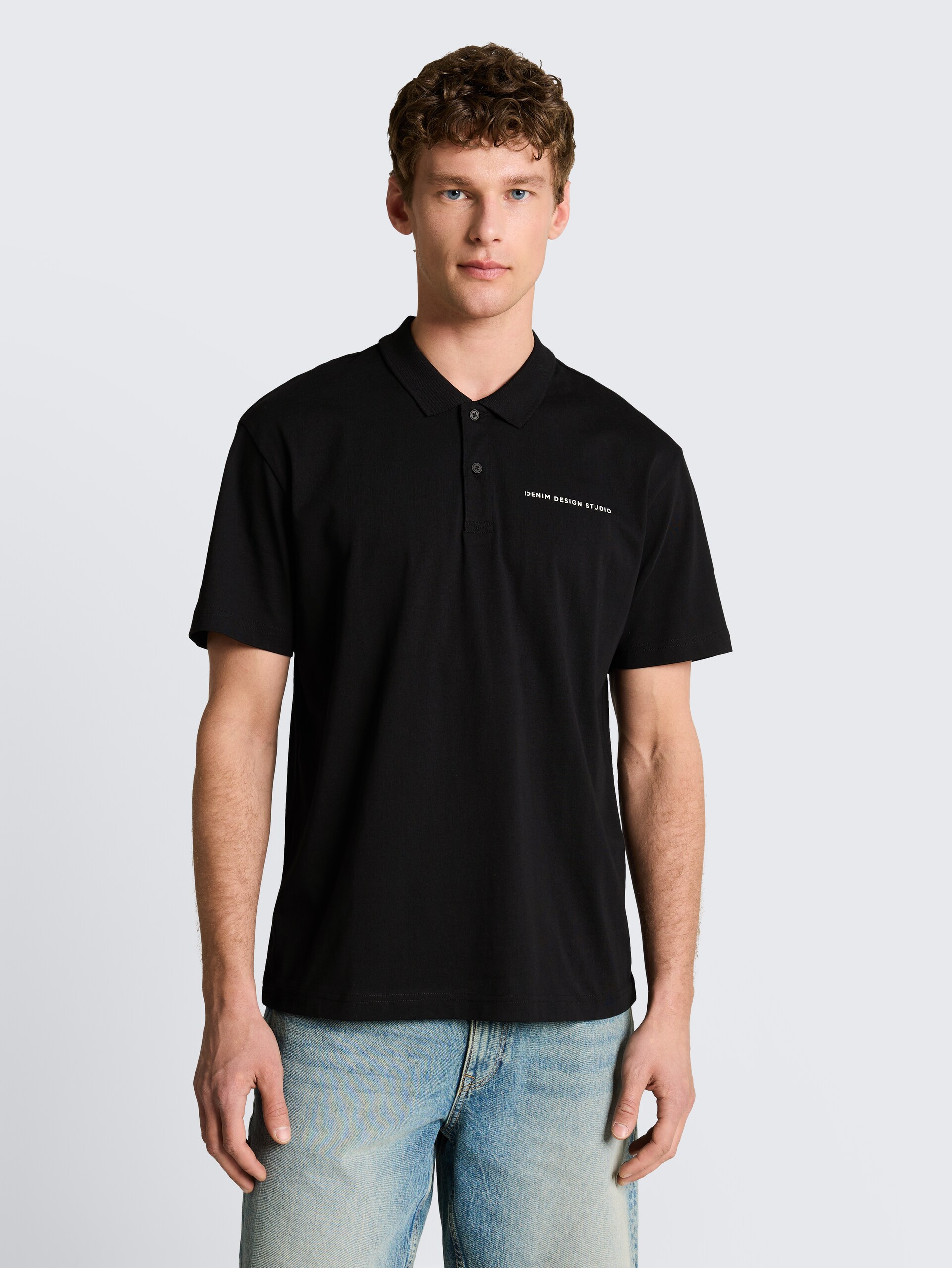 Poloshirt met relaxte pasvorm van katoen - Black