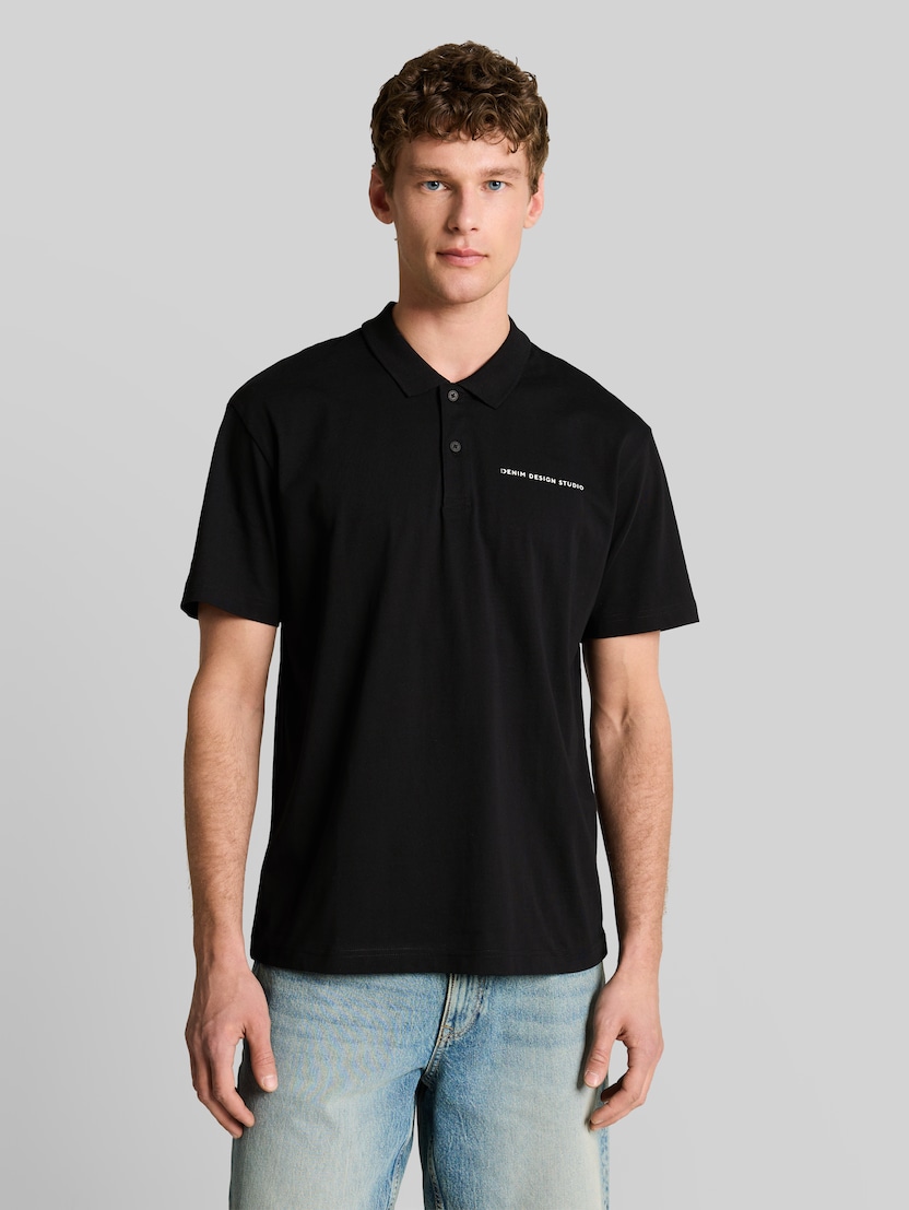 Relaxed Fit Poloshirt aus Baumwolle von Denim Male, Black