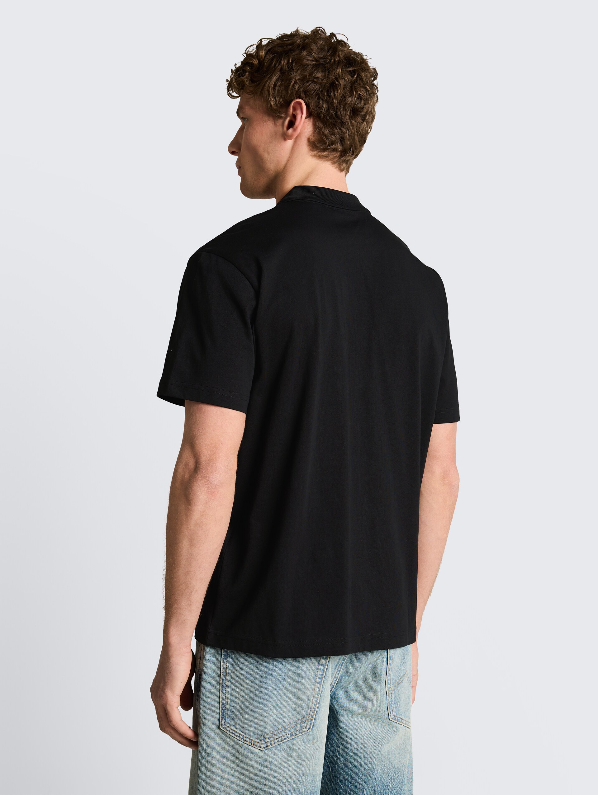 Poloshirt met relaxte pasvorm van katoen - Black