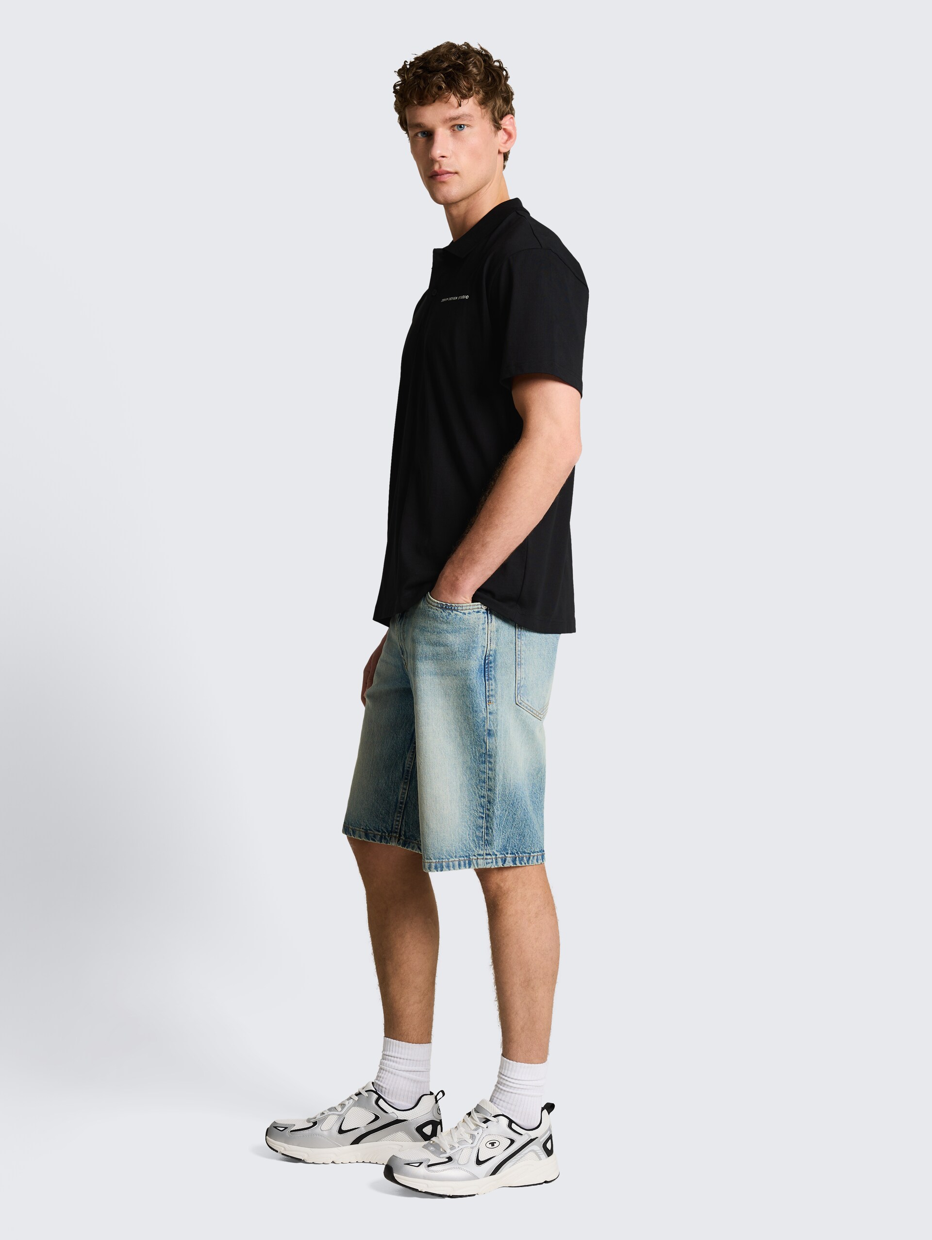 Poloshirt met relaxte pasvorm van katoen - Black