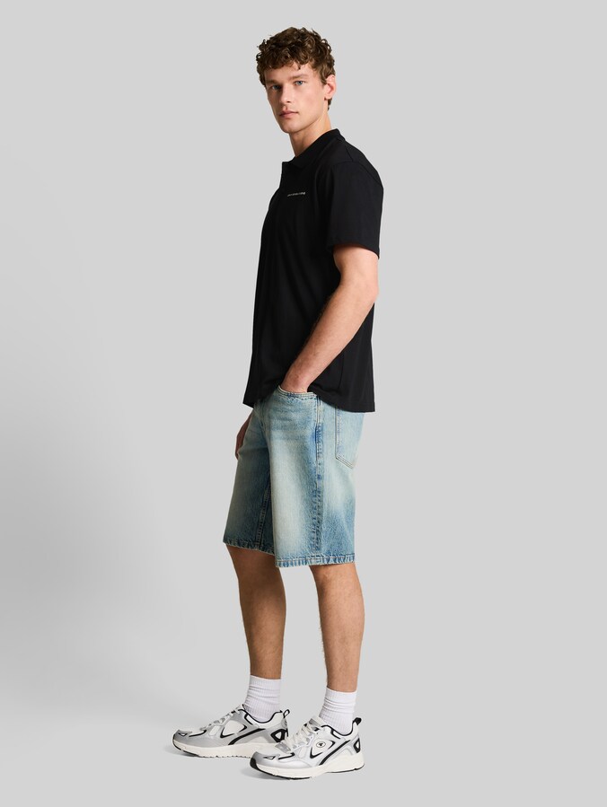 Relaxed Fit Poloshirt aus Baumwolle von Denim Male, Black
