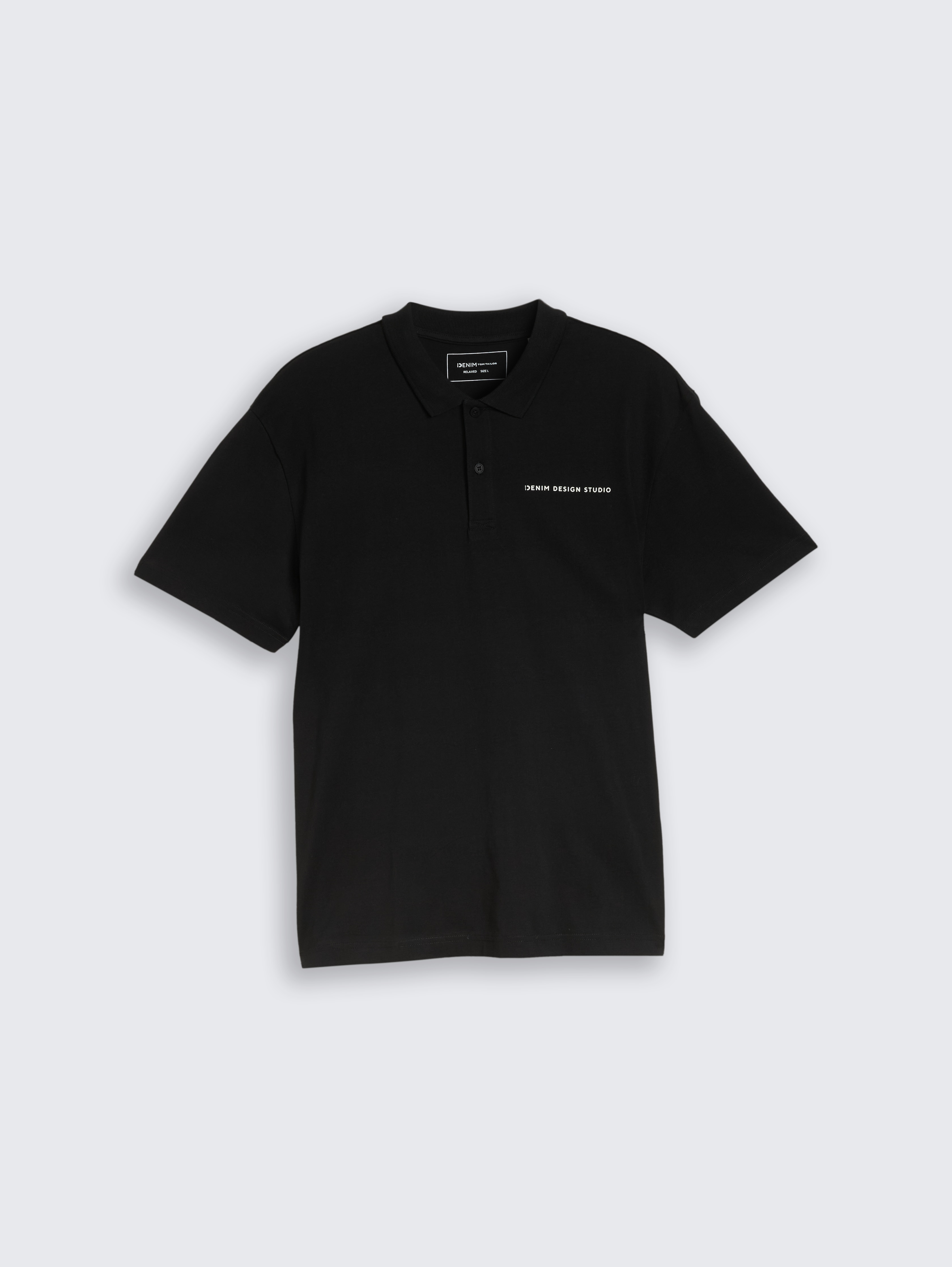 Relaxed fit cotton polo shirt by Denim Male, Black