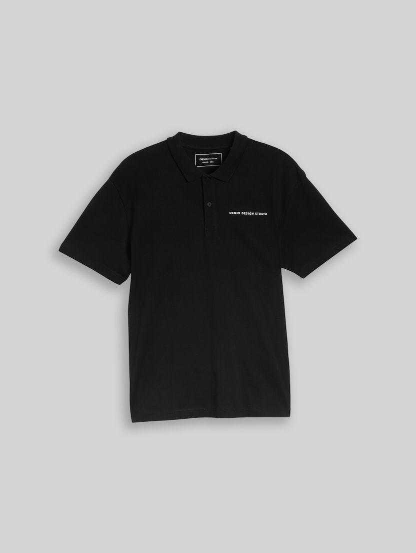 Poloshirt met relaxte pasvorm van katoen door Denim Male, Black