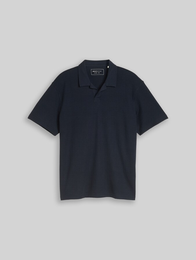 Resort-poloshirt met wafelstructuur en relaxte pasvorm door Denim Male, sky captain blue