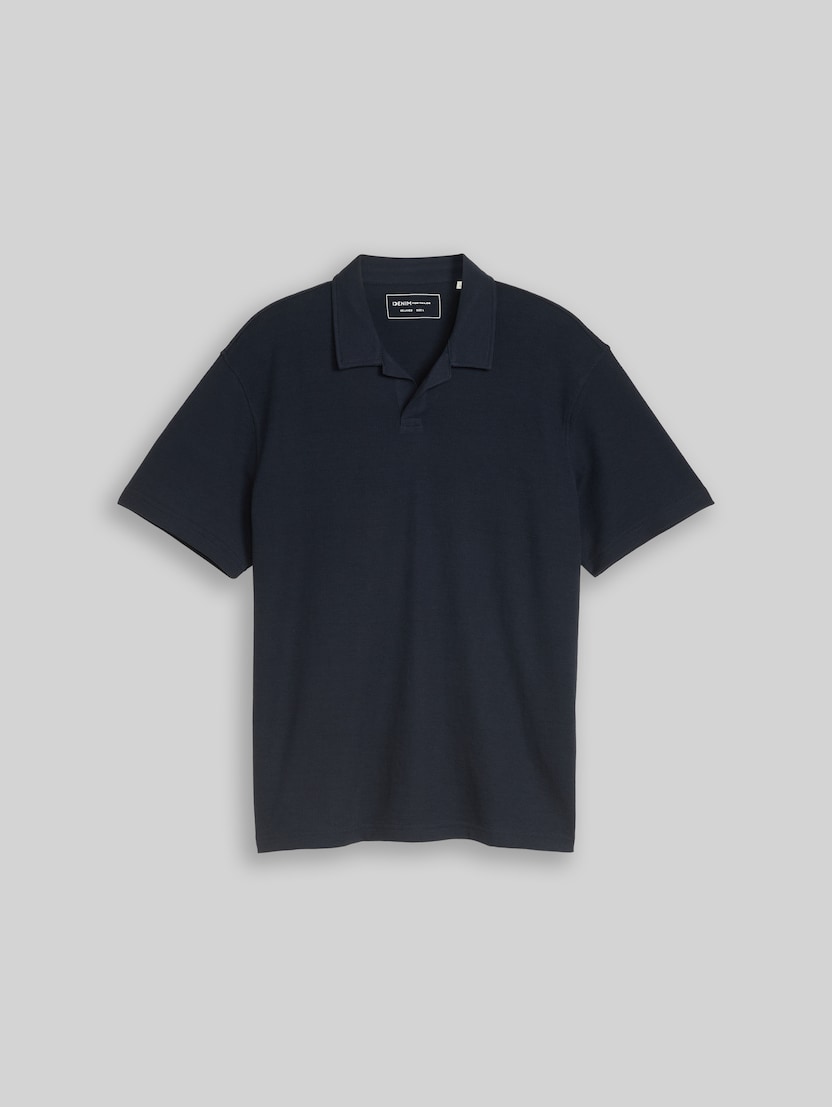 Relaxed Fit Resort Poloshirt mit Waffelstruktur von Denim Male, sky captain blue