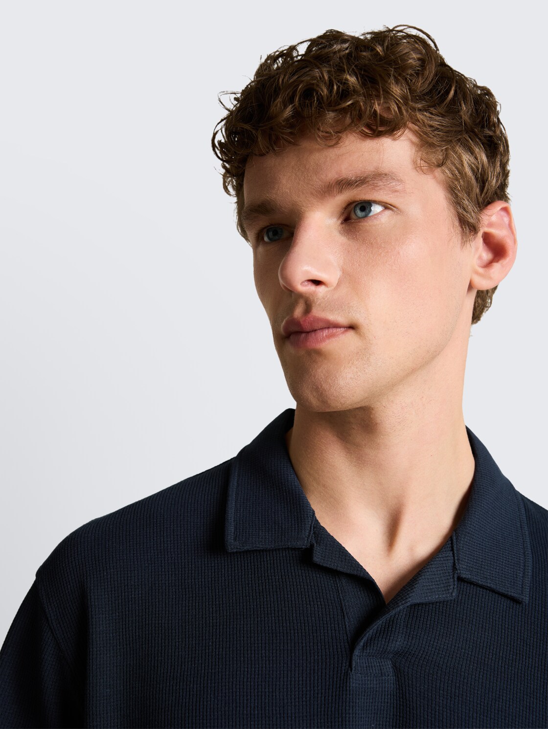 Relaxed Fit Resort Poloshirt mit Waffelstruktur - sky captain blue