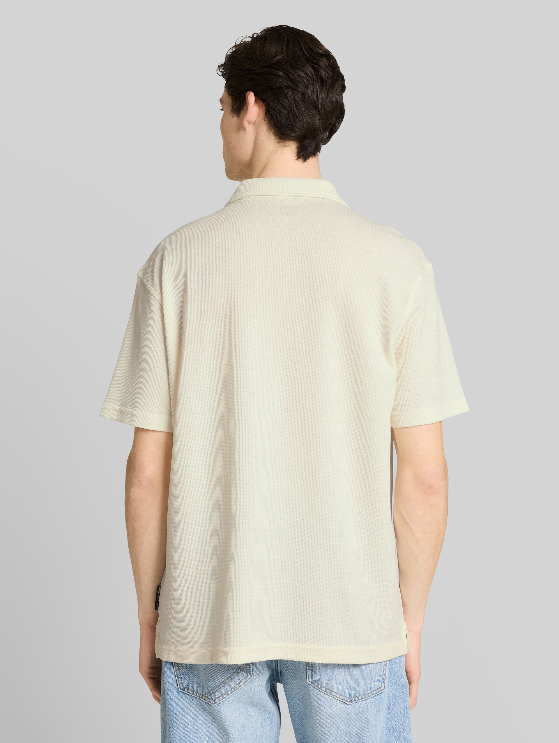 Relaxed Fit Resort Poloshirt mit Waffelstruktur - Wool White