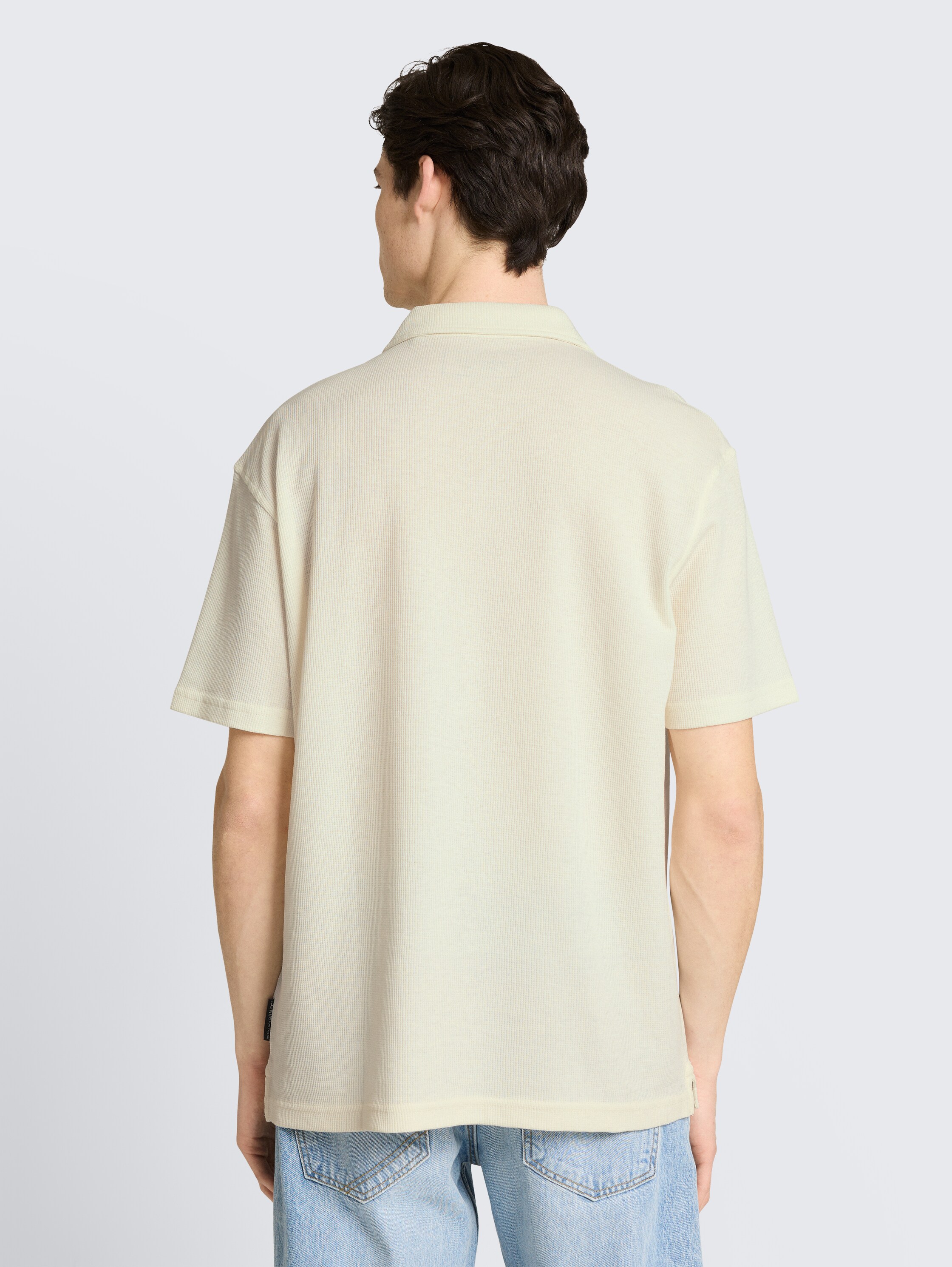 Relaxed-fit resort polo shirt with waffle texture - wool_white - 