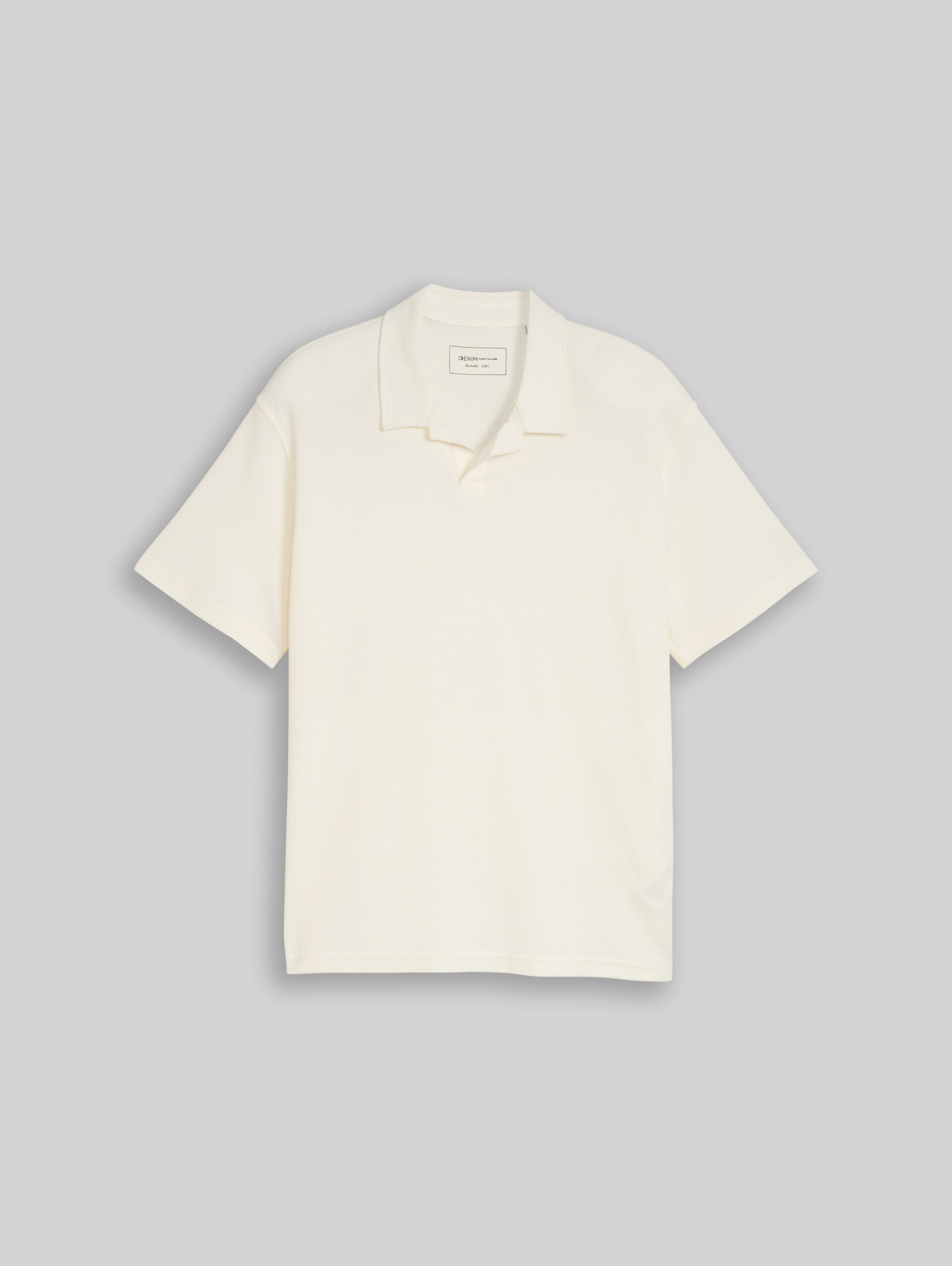 Relaxed Fit Resort Poloshirt mit Waffelstruktur - Wool White