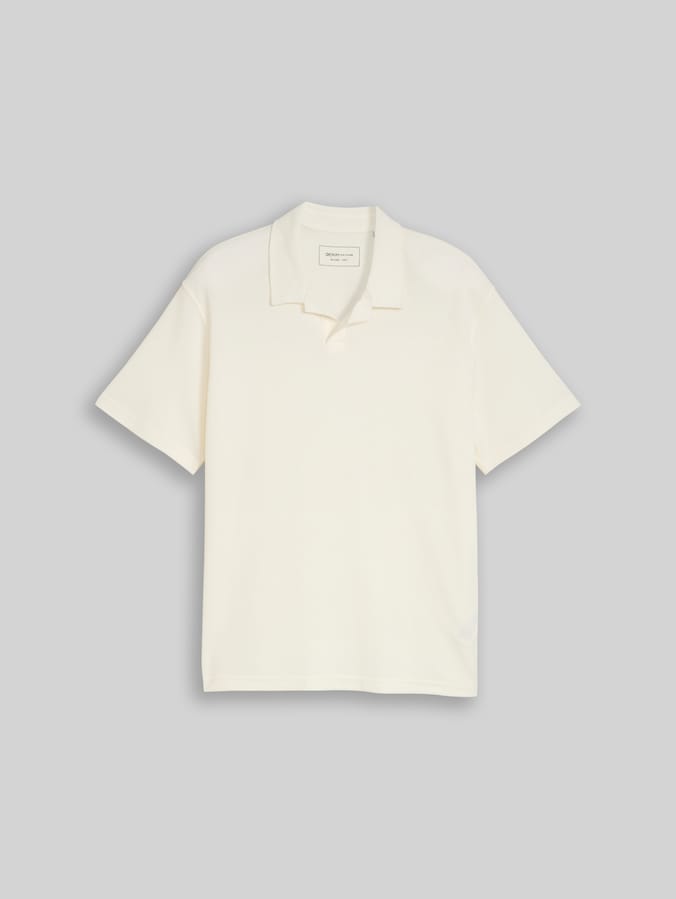 Polo Resort coupe décontractée à texture gaufrée par Denim Male, Wool White