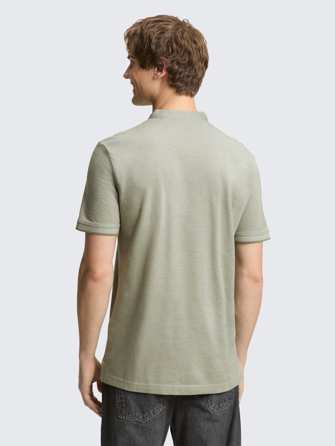 Piqué Poloshirt mit Stehkragen - mint sea spray two tone pique