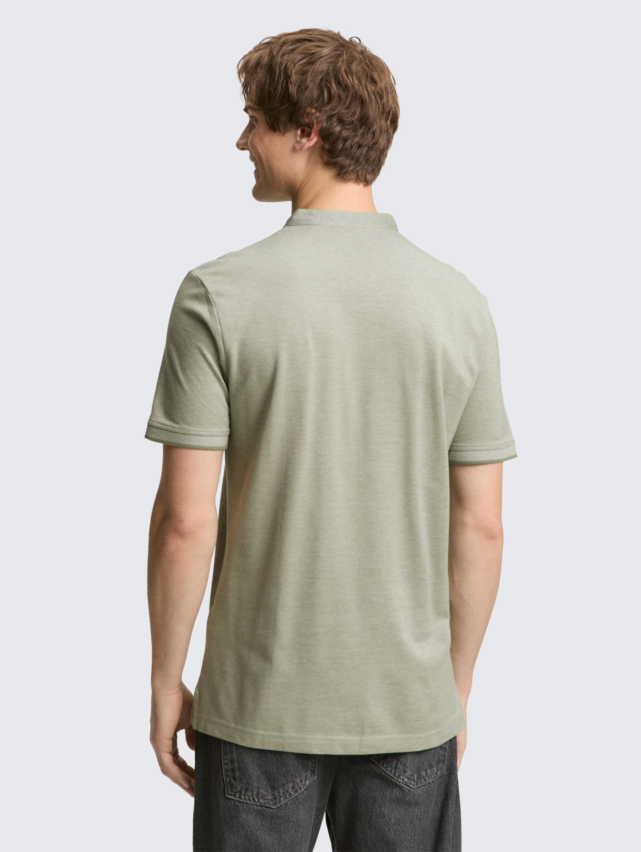 Piqué poloshirt met opstaande kraag - mint sea spray two tone pique