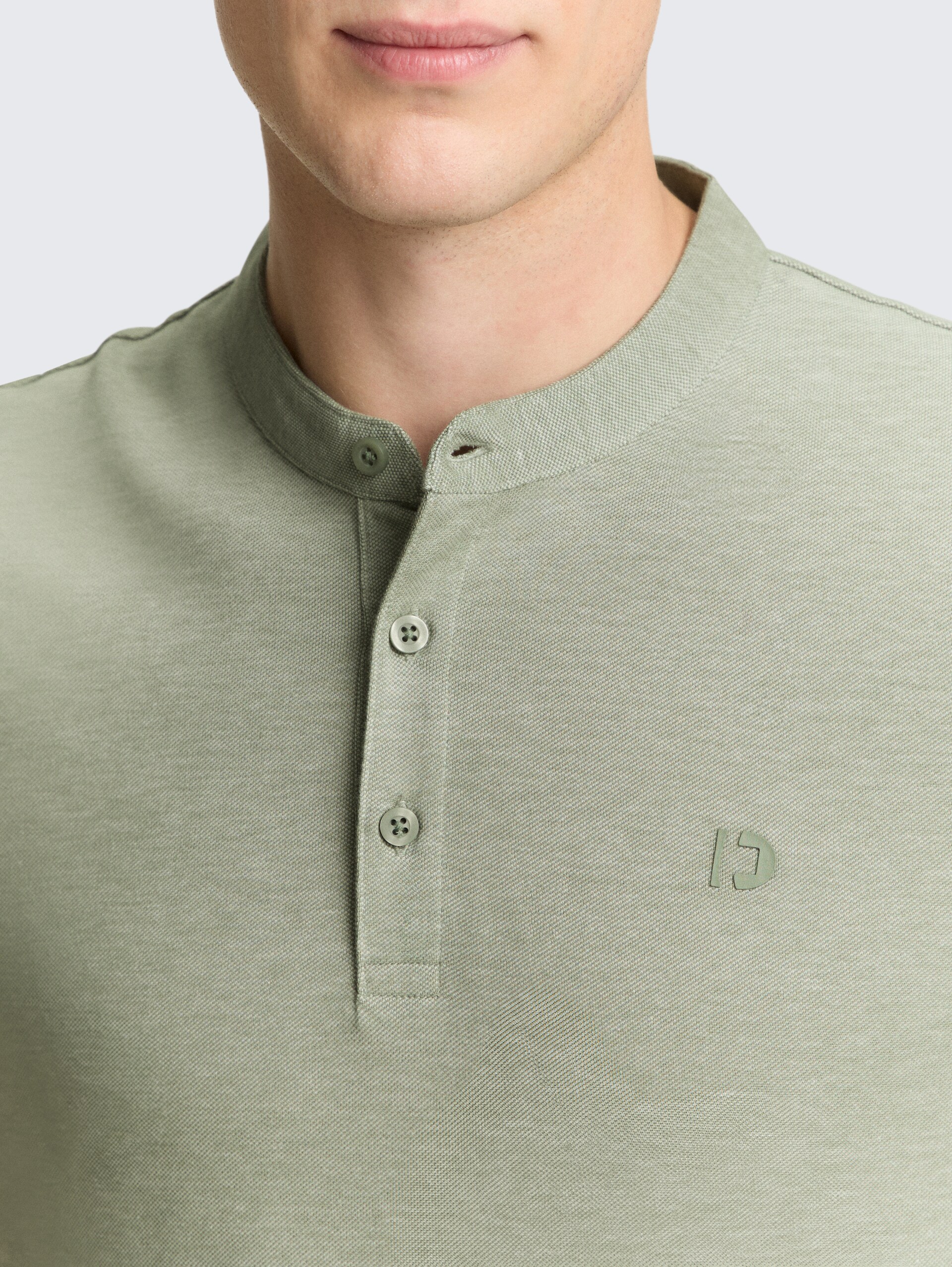 Piqué Poloshirt mit Stehkragen - mint sea spray two tone pique