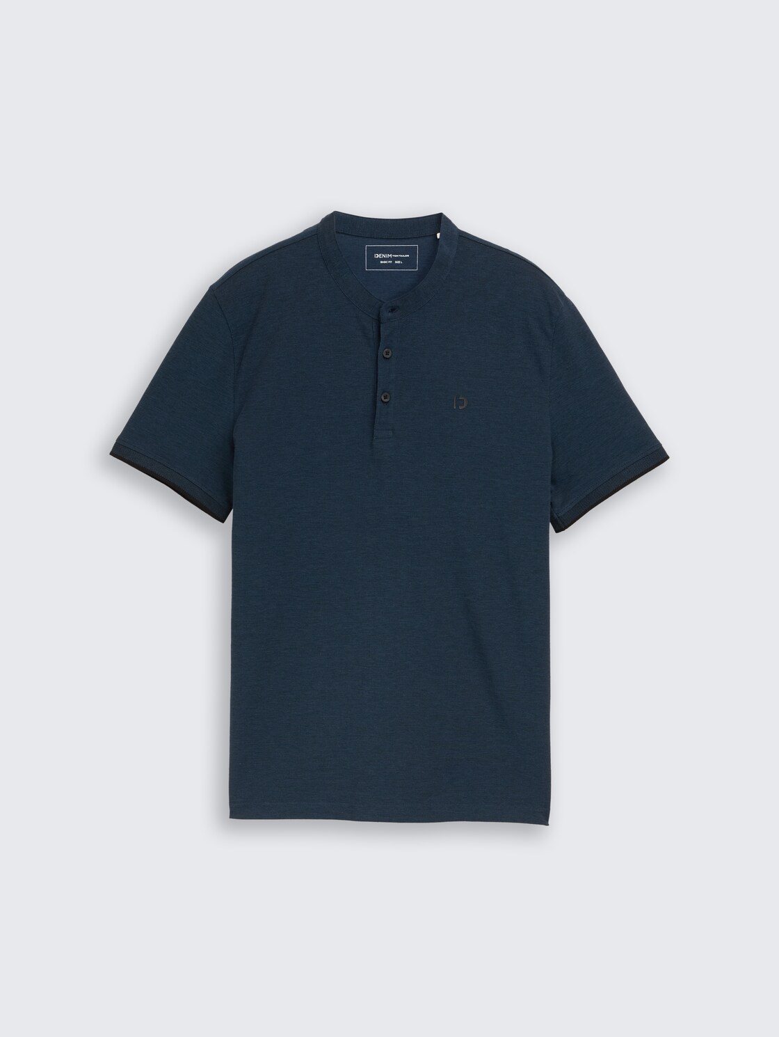 Piqué Poloshirt mit Stehkragen - blue black two tone pique