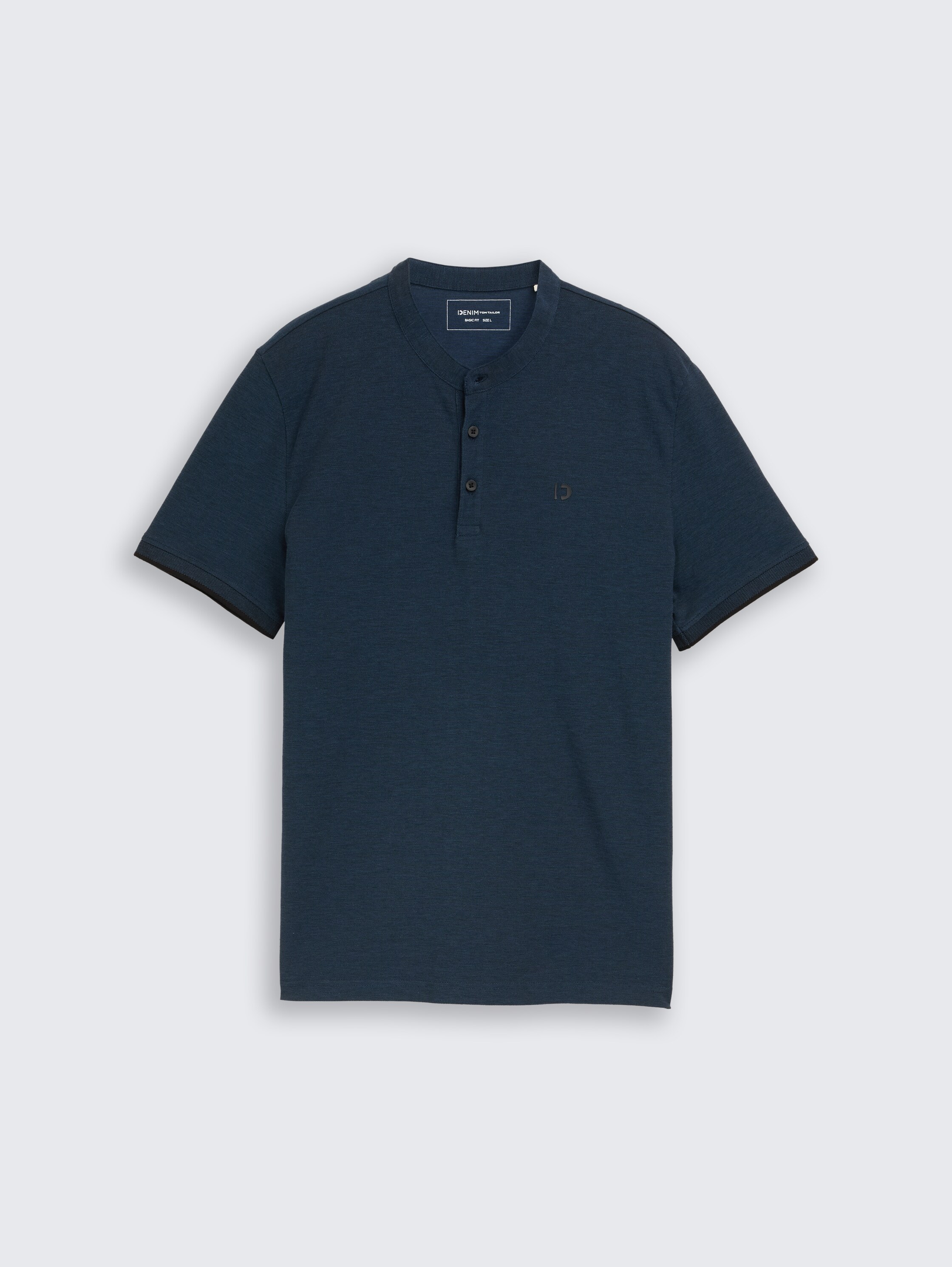Piqué Poloshirt mit Stehkragen - blue black two tone pique