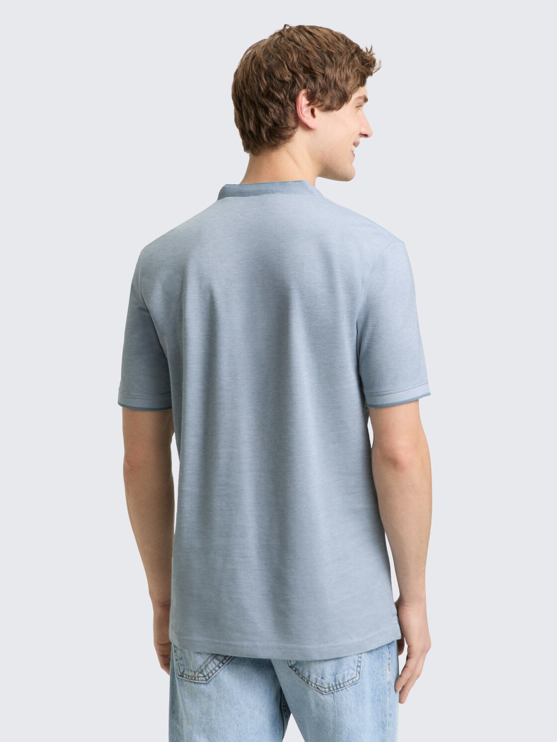 Piqué Poloshirt mit Stehkragen - citadel blue two tone pique