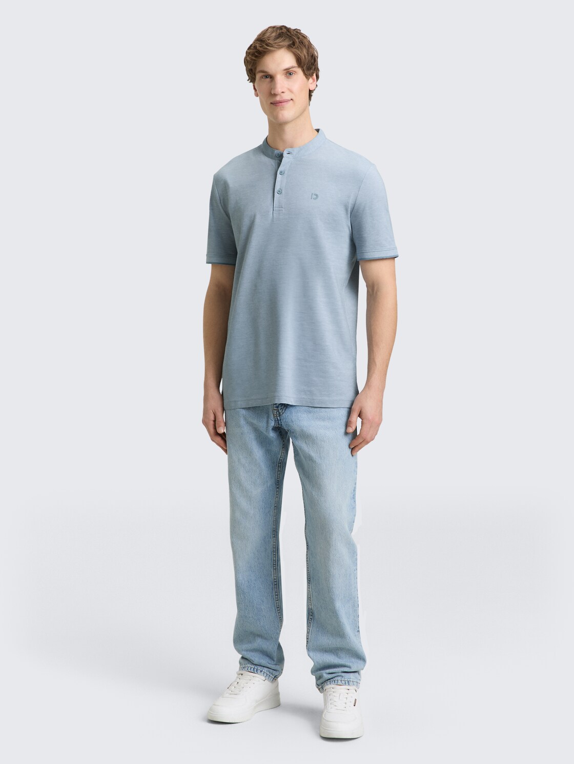 Piqué Poloshirt mit Stehkragen - citadel blue two tone pique