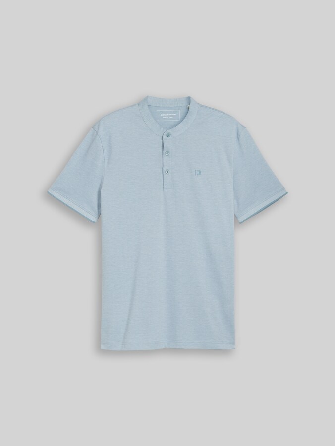 Piqué Poloshirt mit Stehkragen von Denim Male, citadel blue two tone pique