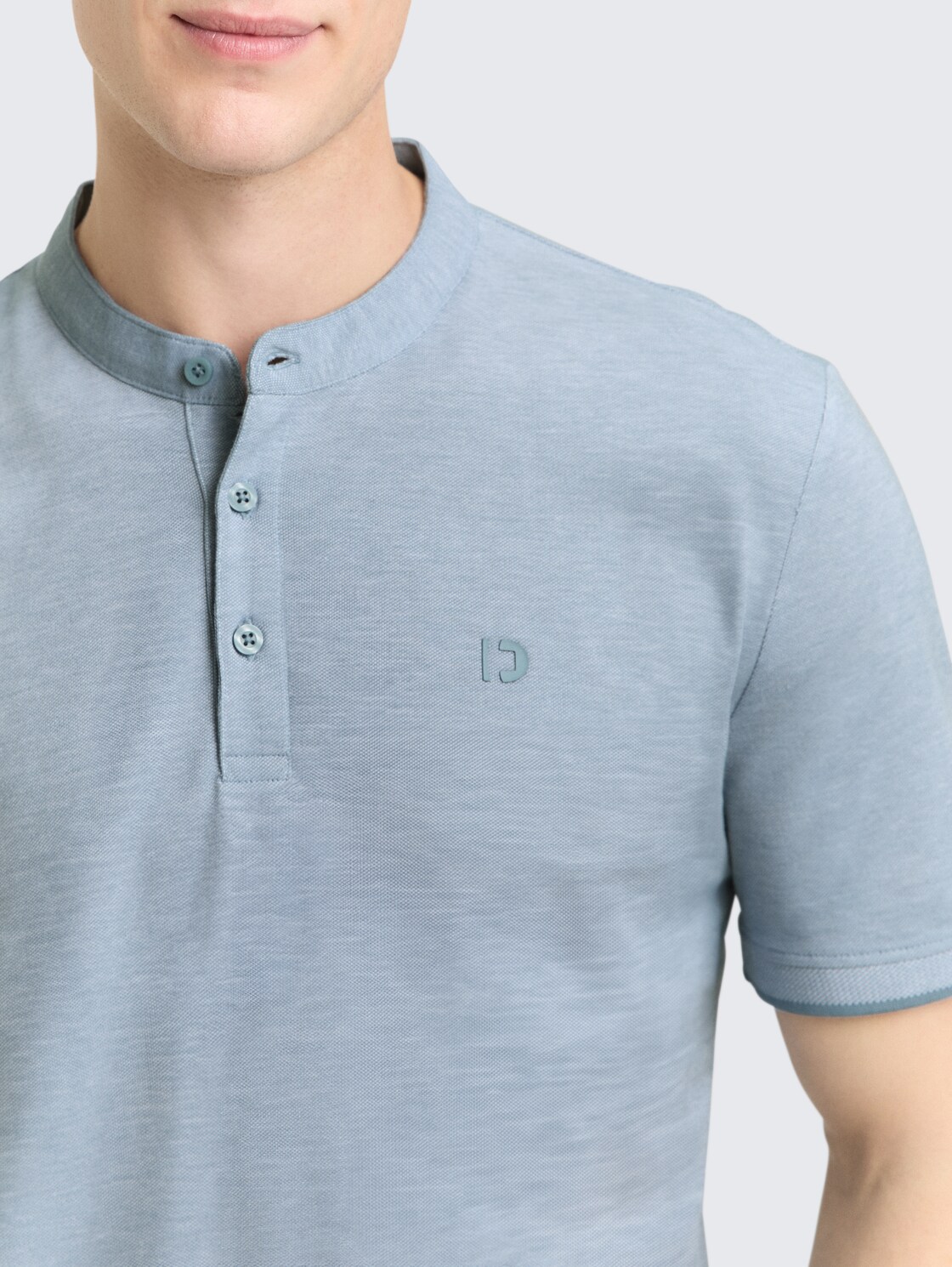 Piqué Poloshirt mit Stehkragen - citadel blue two tone pique