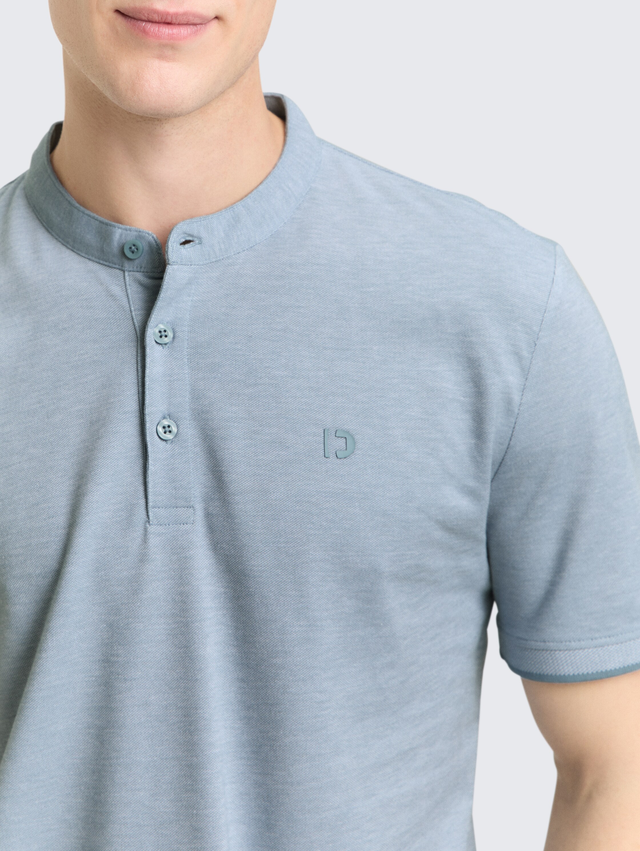 Piqué Poloshirt mit Stehkragen - citadel blue two tone pique
