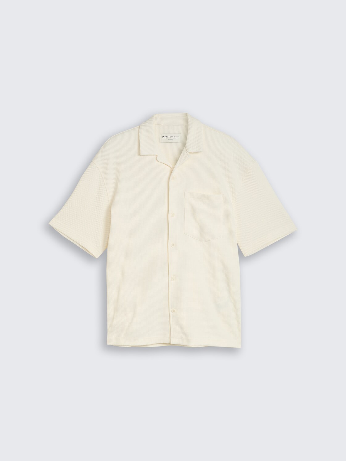 Relaxed Fit Resort Hemd mit Waffelstruktur - Wool White - Vorder-Produkt-Ansicht