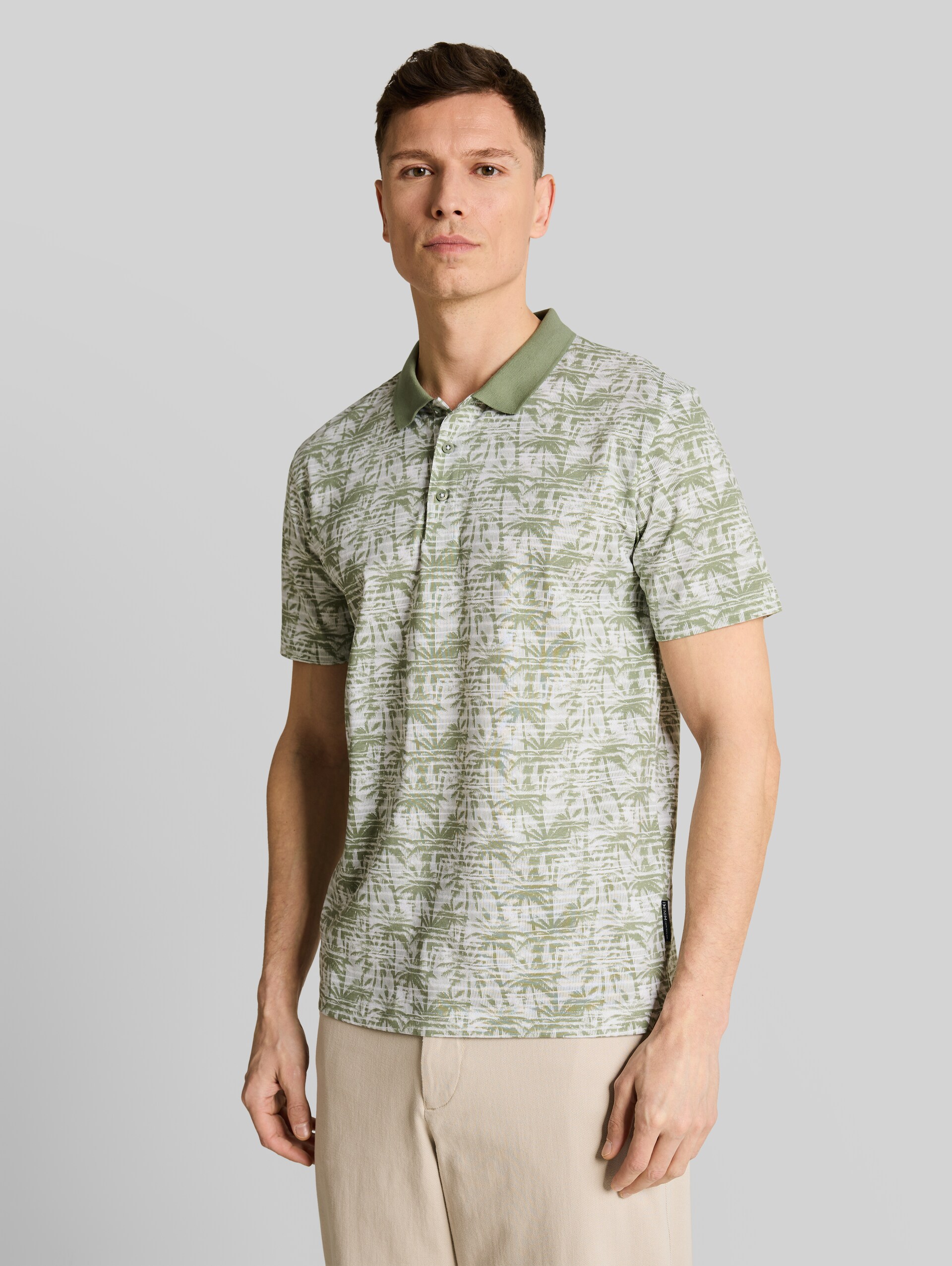 Jersey Poloshirt mit Palmenprint - sea spray stripy palm print