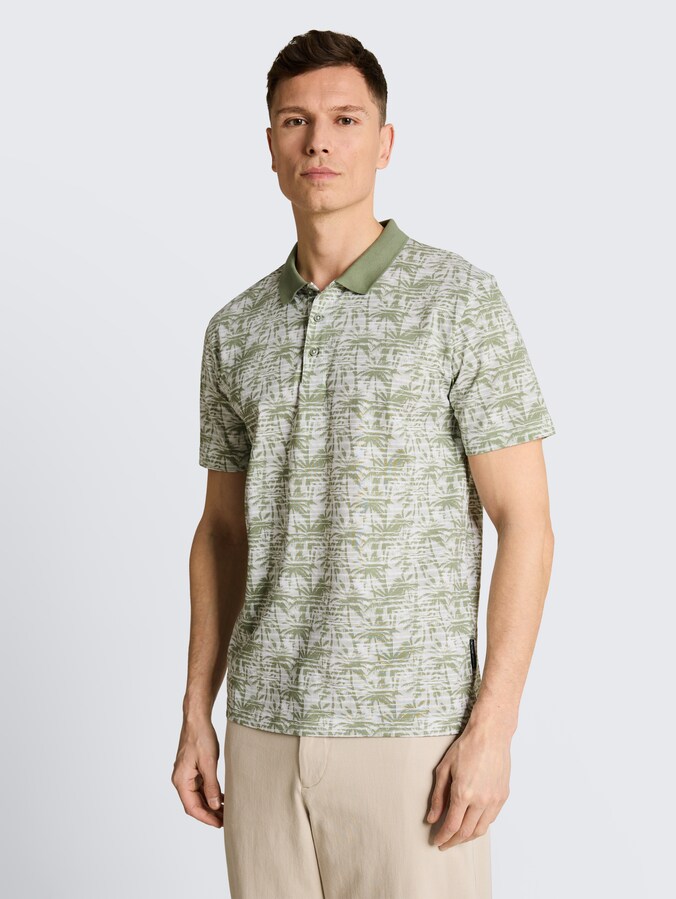 Jersey poloshirt met palmprint door Denim Male, sea spray stripy palm print