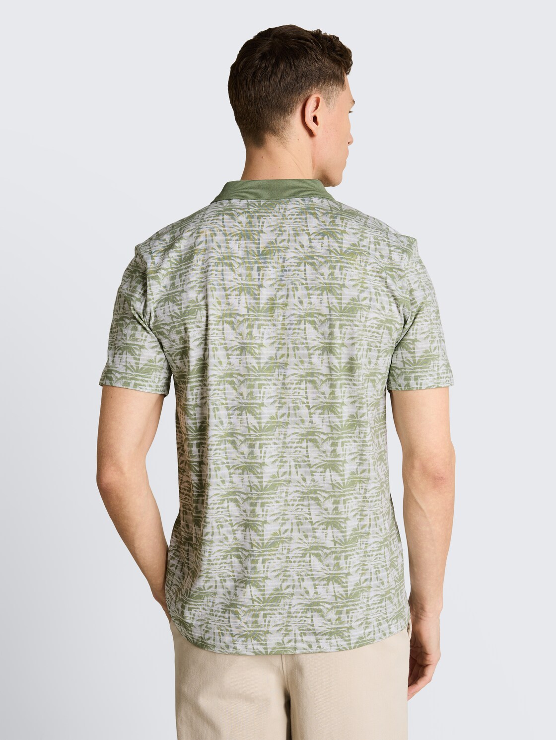 Jersey Poloshirt mit Palmenprint - sea spray stripy palm print