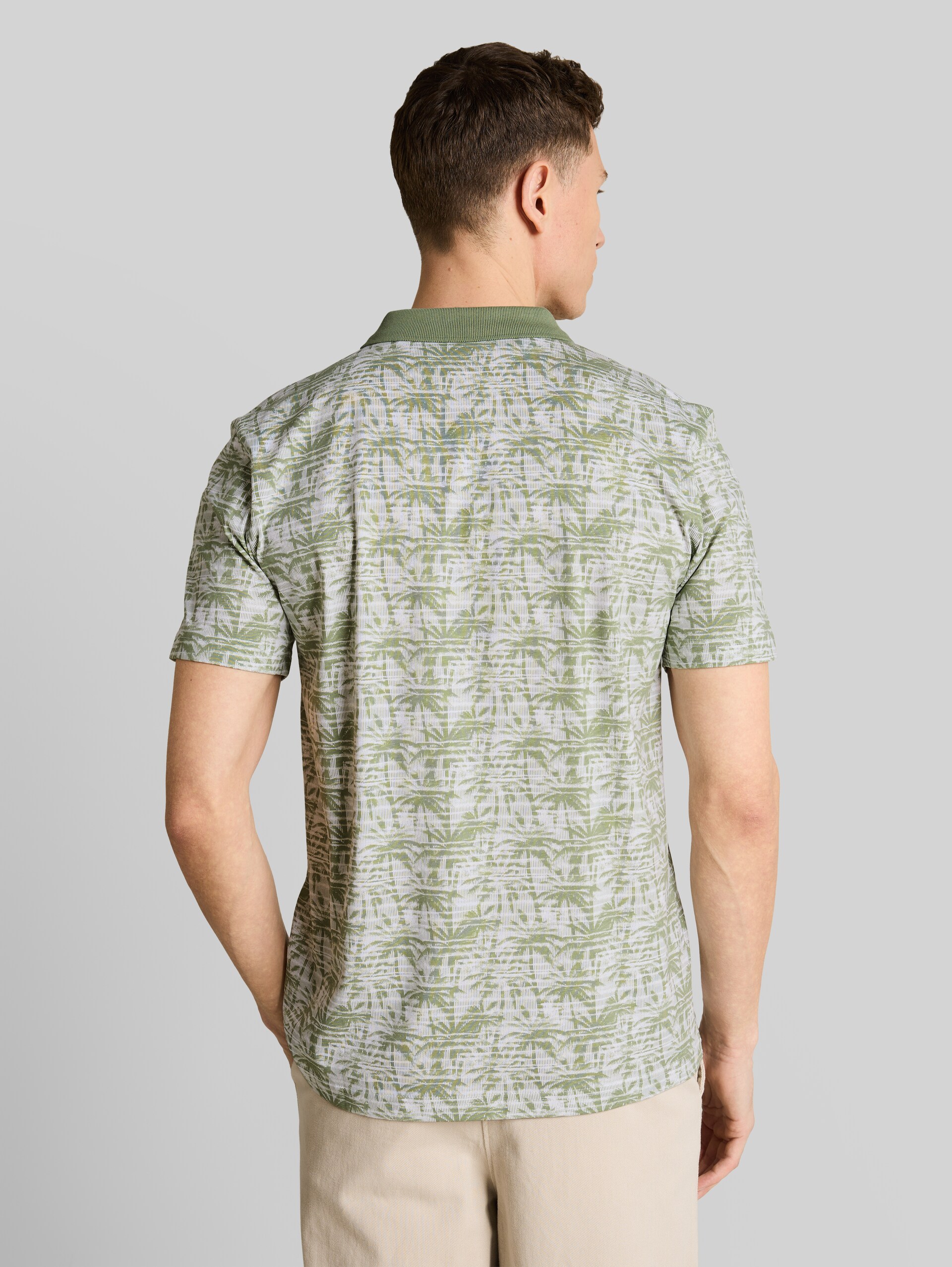Jersey Poloshirt mit Palmenprint - sea spray stripy palm print