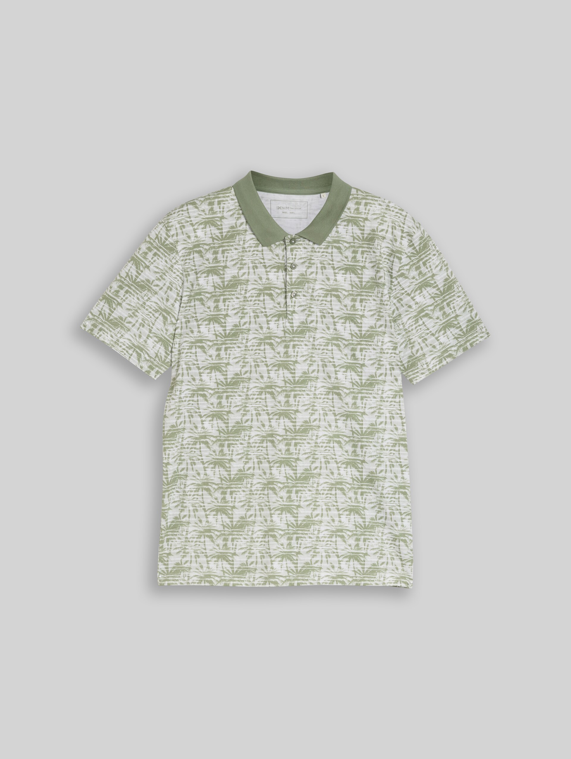 Jersey Poloshirt mit Palmenprint - sea spray stripy palm print