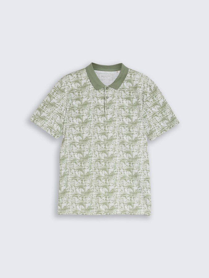 Jersey Poloshirt mit Palmenprint von Denim Male, sea spray stripy palm print