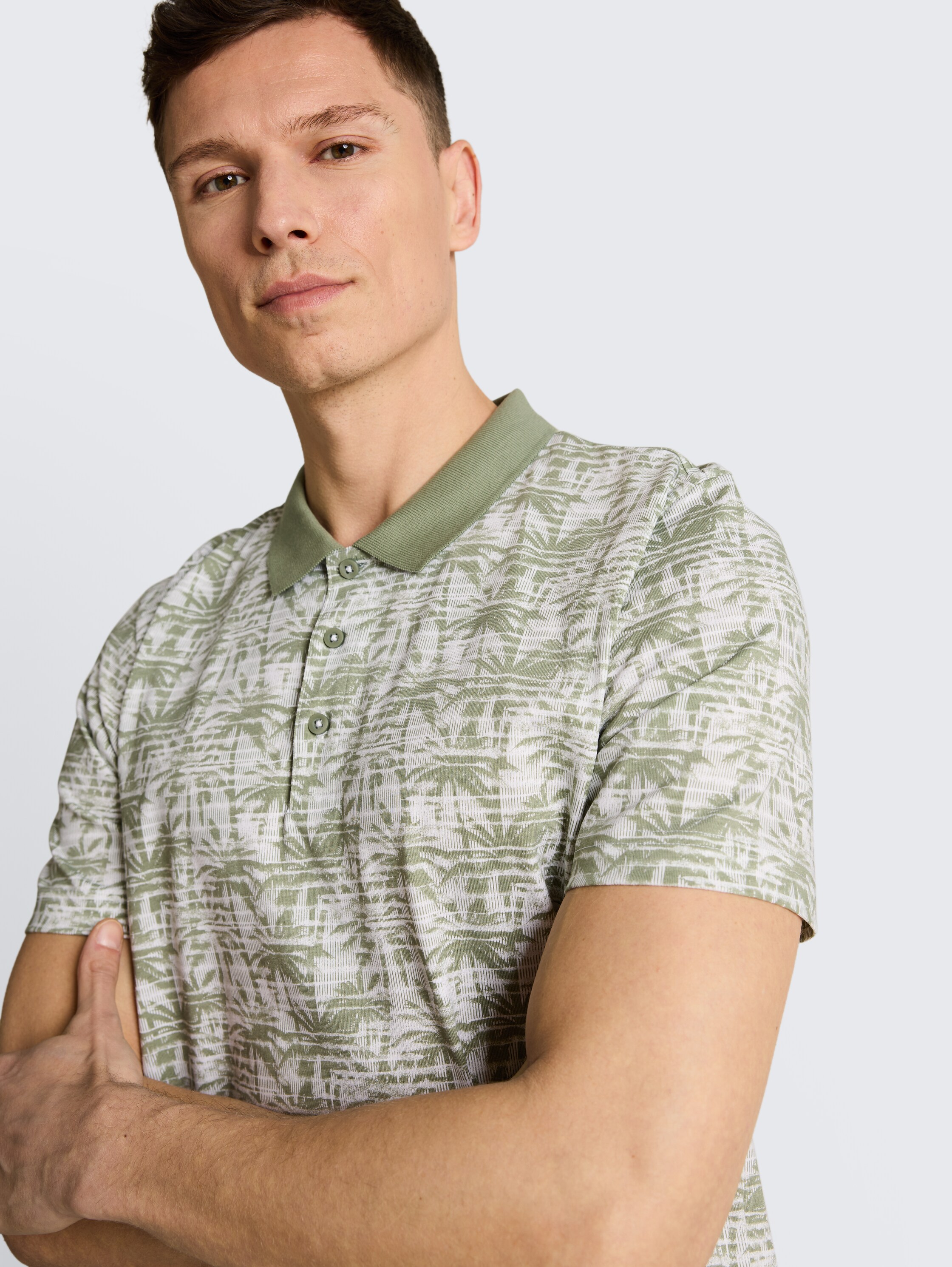 Jersey poloshirt met palmprint - sea_spray_stripy_palm_print - 