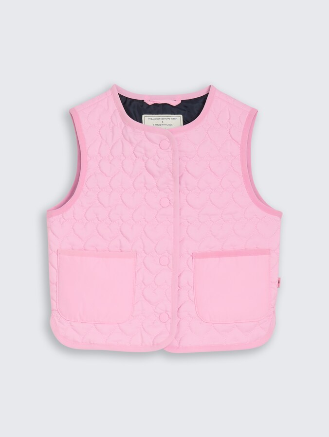 Gewatteerd vest met hartjespatroon door Mini Girls, lovely pink