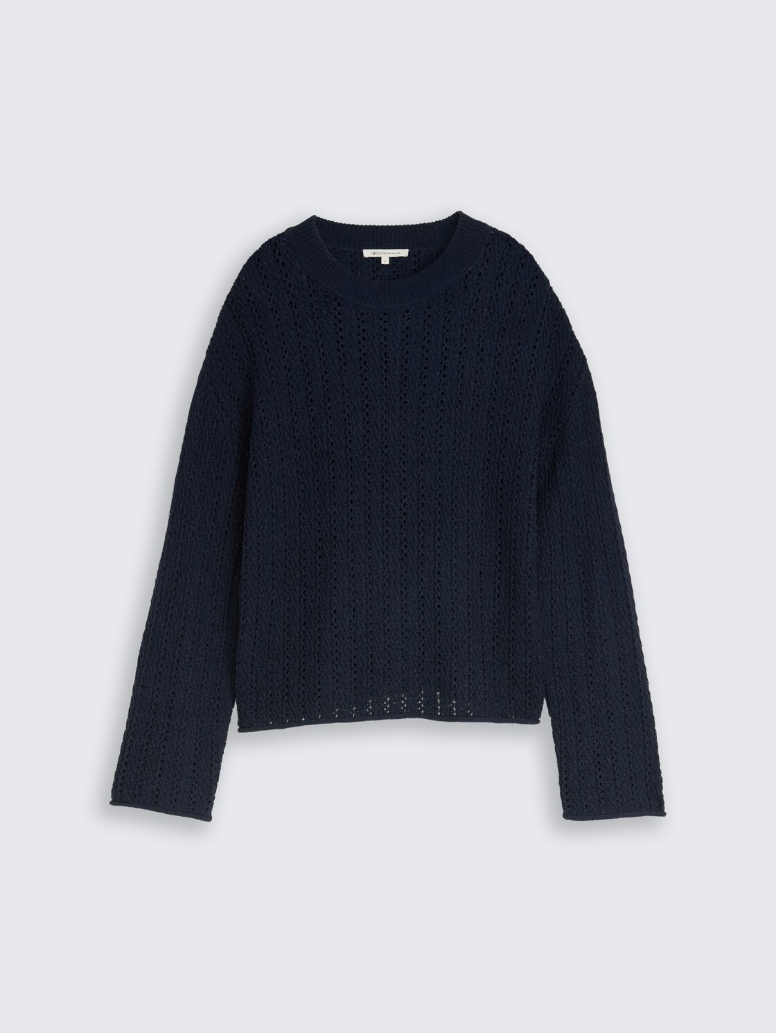 Relaxed Fit Strickpullover mit Lochmuster - sky captain blue