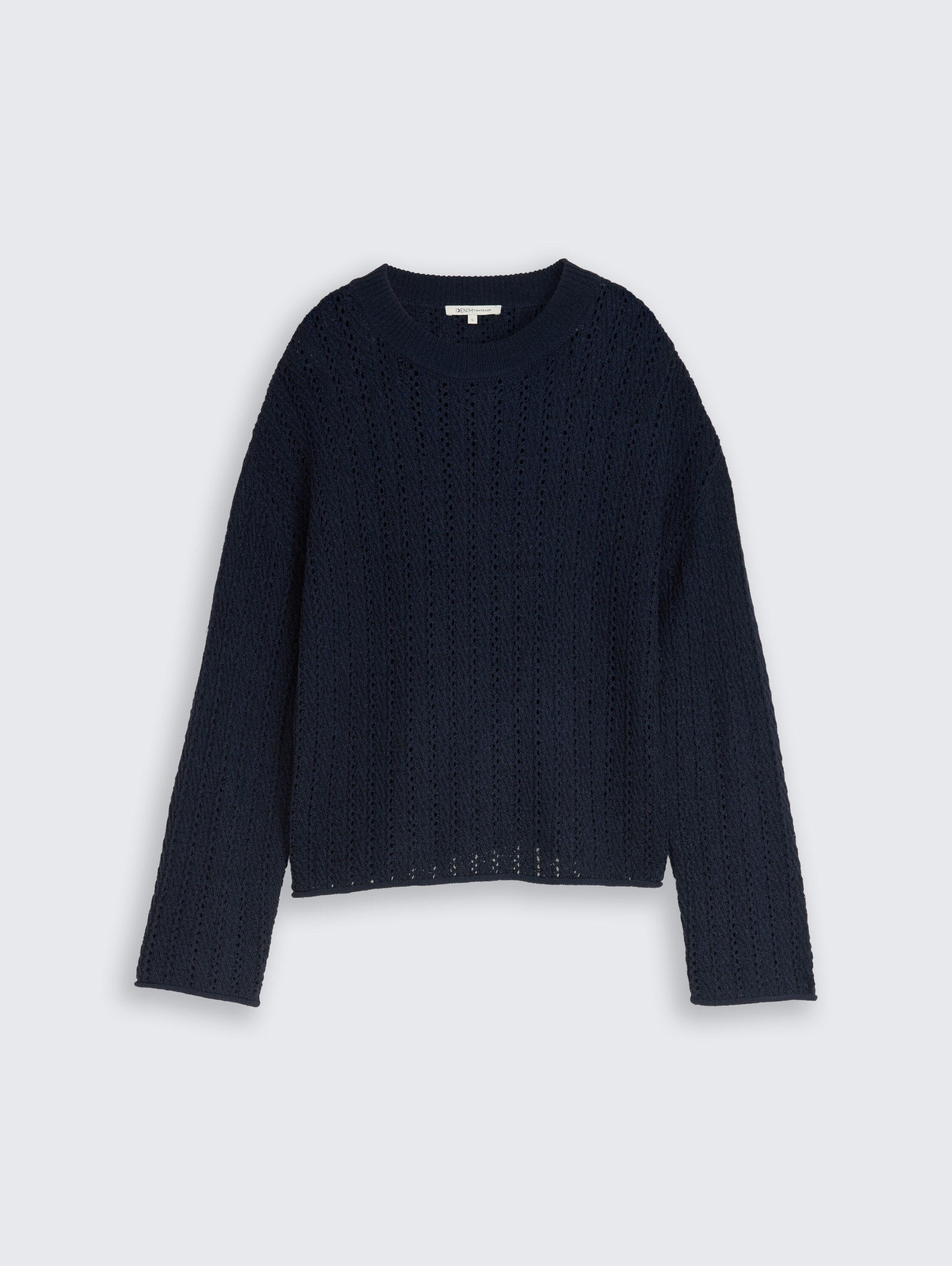 Relaxed Fit Strickpullover mit Lochmuster - sky captain blue